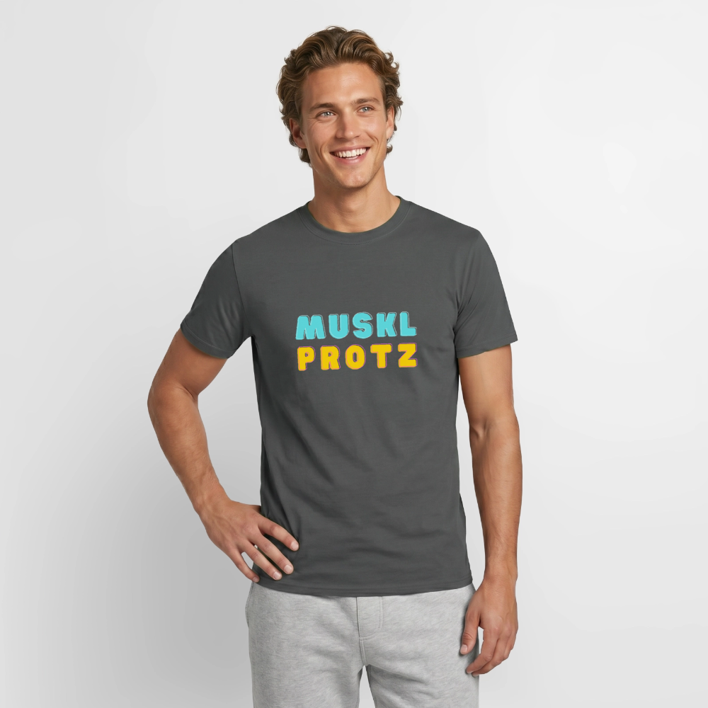 Muskl Protz orange, Männer T-Shirt - Anthrazit