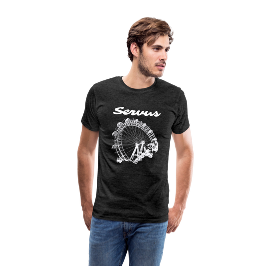 Servus (dt. Hallo) und Wiener Riesenrad in weiß, Männer Premium T-Shirt - Anthrazit