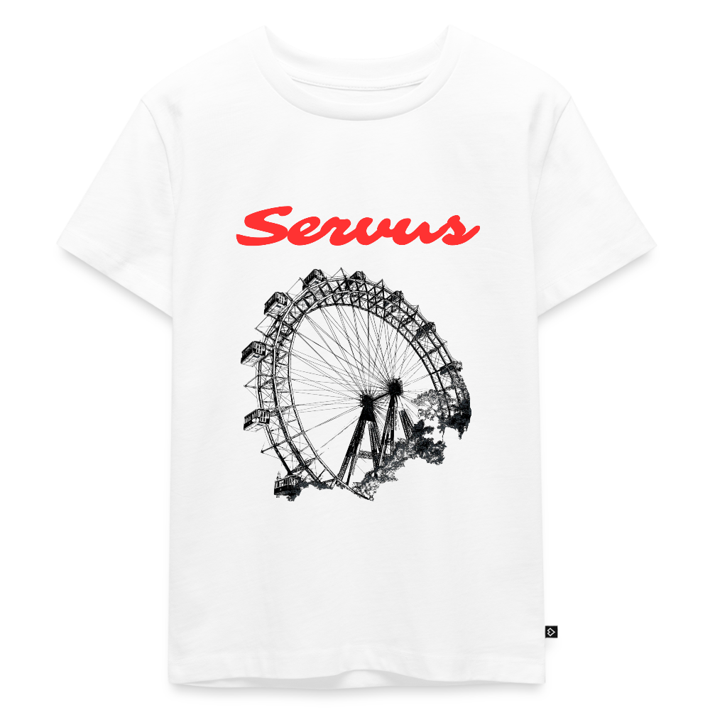 Servus (dt. Hallo) in rot & Wiener Riesenrad in schwarz, Kinder Premium T-Shirt - Weiß
