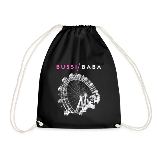 Bussi Baba pink + Wiener Riesenrad, Gym Bag/ Rucksackerl - Turnsackerl - Schwarz