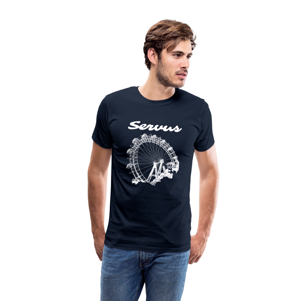 Servus (dt. Hallo) und Wiener Riesenrad in weiß, Männer Premium T-Shirt - Navy