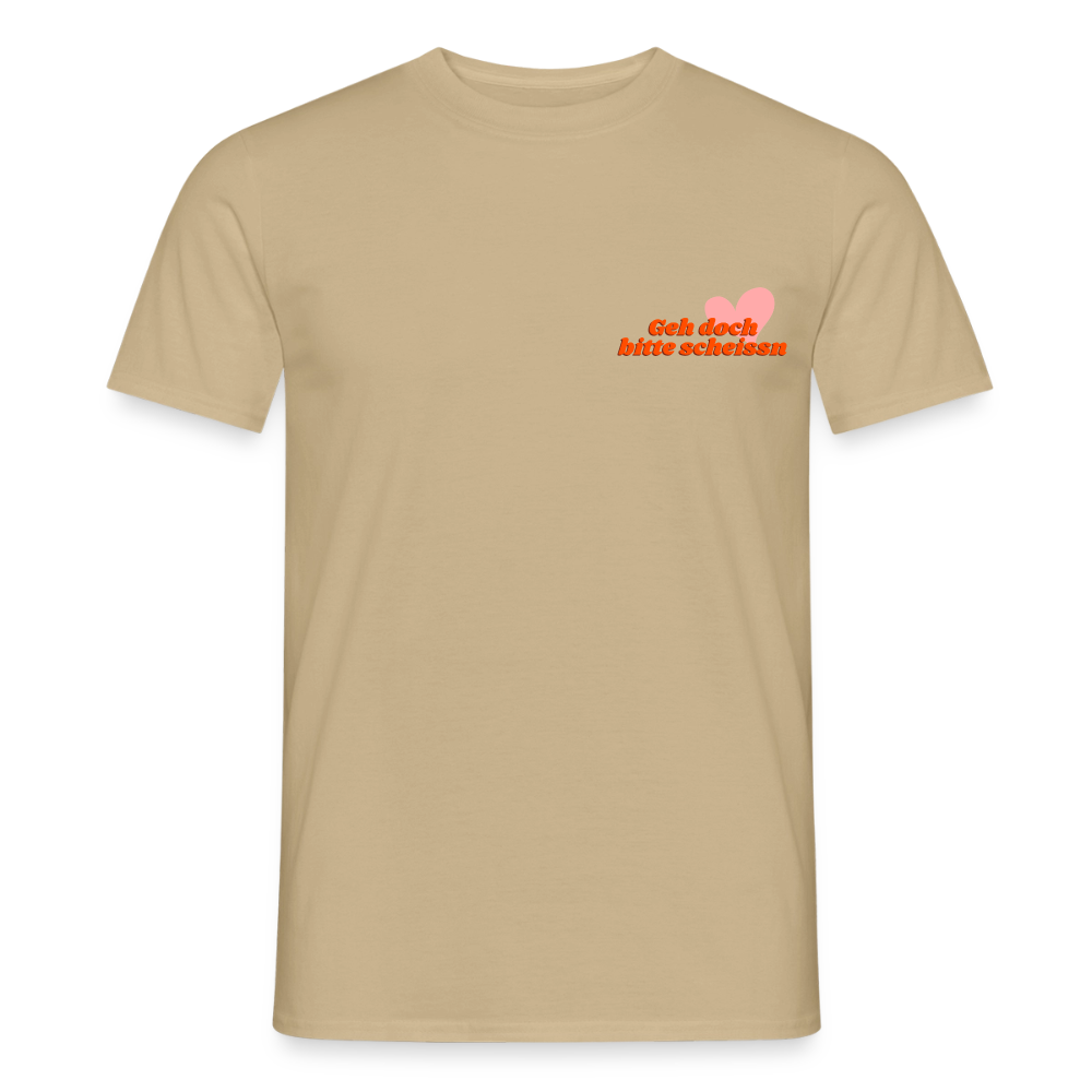 Geh doch bitte scheissn, Männer T-Shirt - Sandbeige