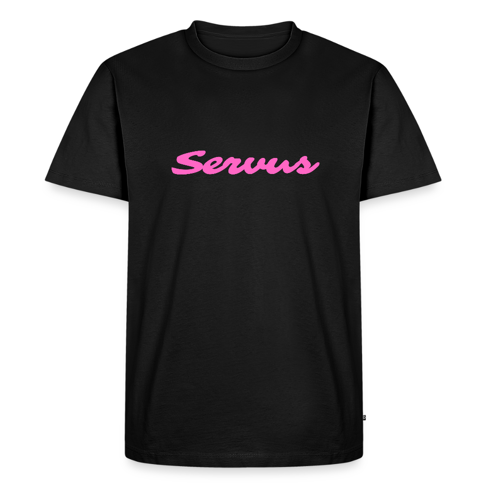 Servus (dt. Hallo) in pink, Männer Premium T-Shirt - Schwarz