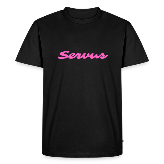 Servus (dt. Hallo) in pink, Männer Premium T-Shirt - Schwarz