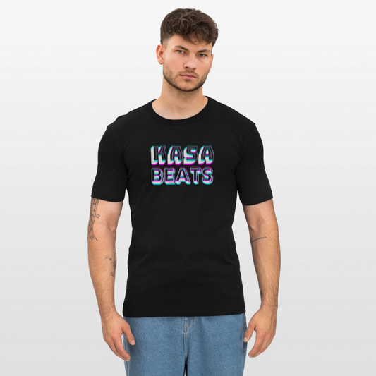 KASA BEATS - funky 3D letters, Men/ Männer Slim Fit T-Shirt - Schwarz