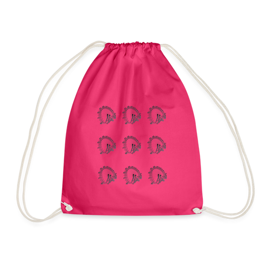 Wiener Riesenrad - 3x3 kleine Riesenräder in schwarz, Gym Bag - Turnsackerl (dt. Turnbeutel) - Fuchsia