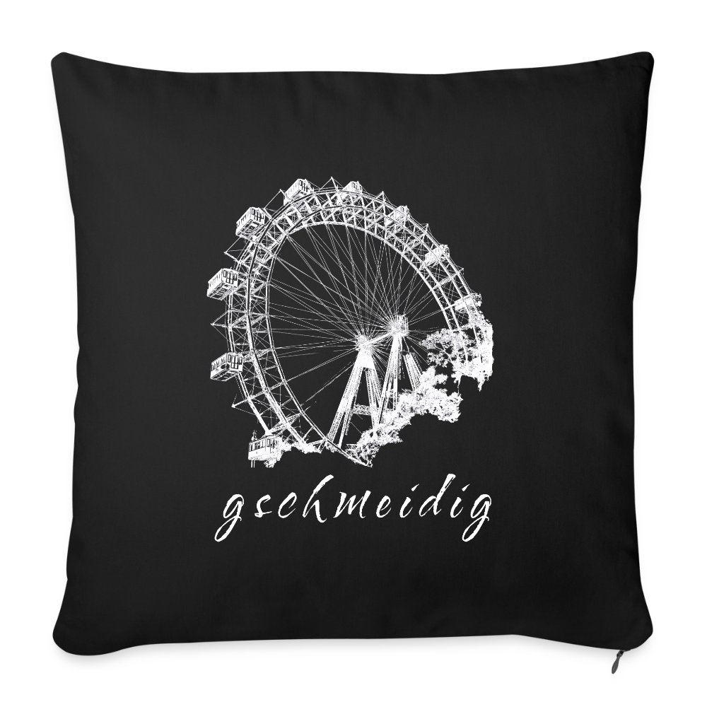 Wiener Riesenrad & gschmeidig in weiß,  Polster mit Füllung 44 x 44 cm - Schwarz