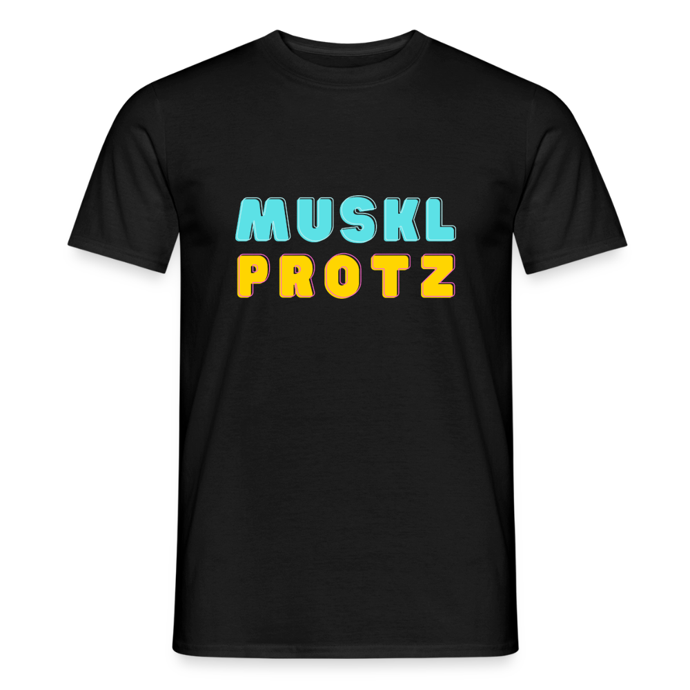 Muskl Protz orange, Männer T-Shirt - Schwarz