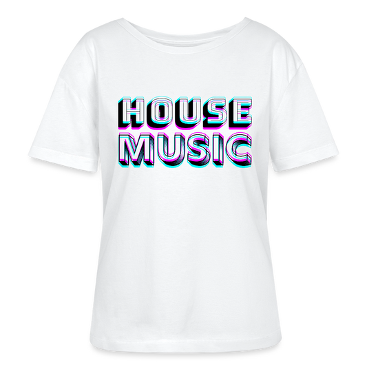 HOUSE MUSIC in black, Women Relaxed Fit Organic Cotton Premium T-Shirt (Stanley/ Stella) - Weiß