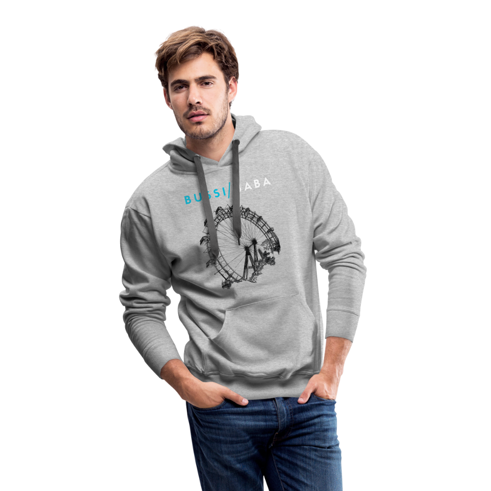 Bussi Baba hellblau - Wiener Riesenrad in schwarz, Männer Premium Hoodie - Grau meliert