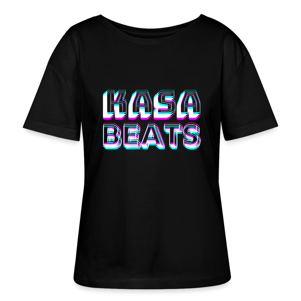 KASA BEATS, funky 3D letters - Optische Täuschung, Stanley/ Stella lockeres Frauen Organic T-Shirt, Relaxed Fit - Schwarz