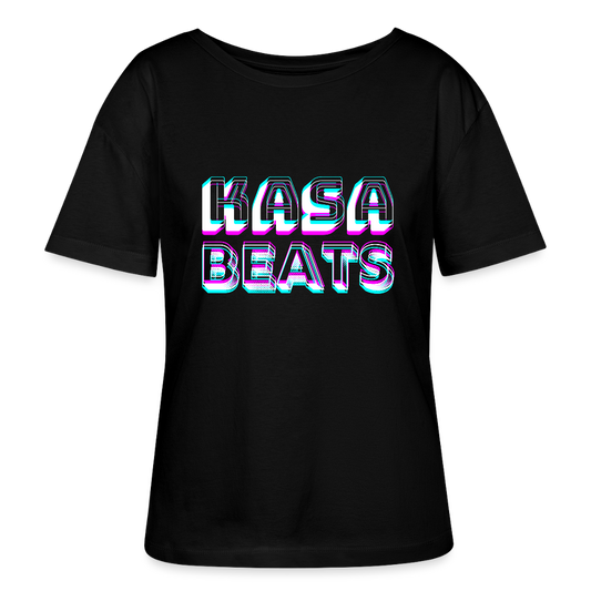 KASA BEATS, funky 3D letters - Optische Täuschung, Stanley/ Stella lockeres Frauen Organic T-Shirt, Relaxed Fit - Schwarz
