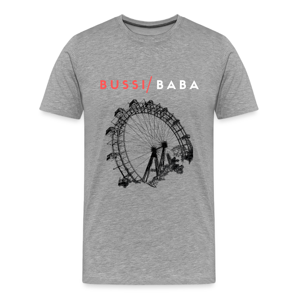 Bussi Baba korallenrot - Wiener Riesenrad in schwarz, Männer Premium T-Shirt - Grau meliert