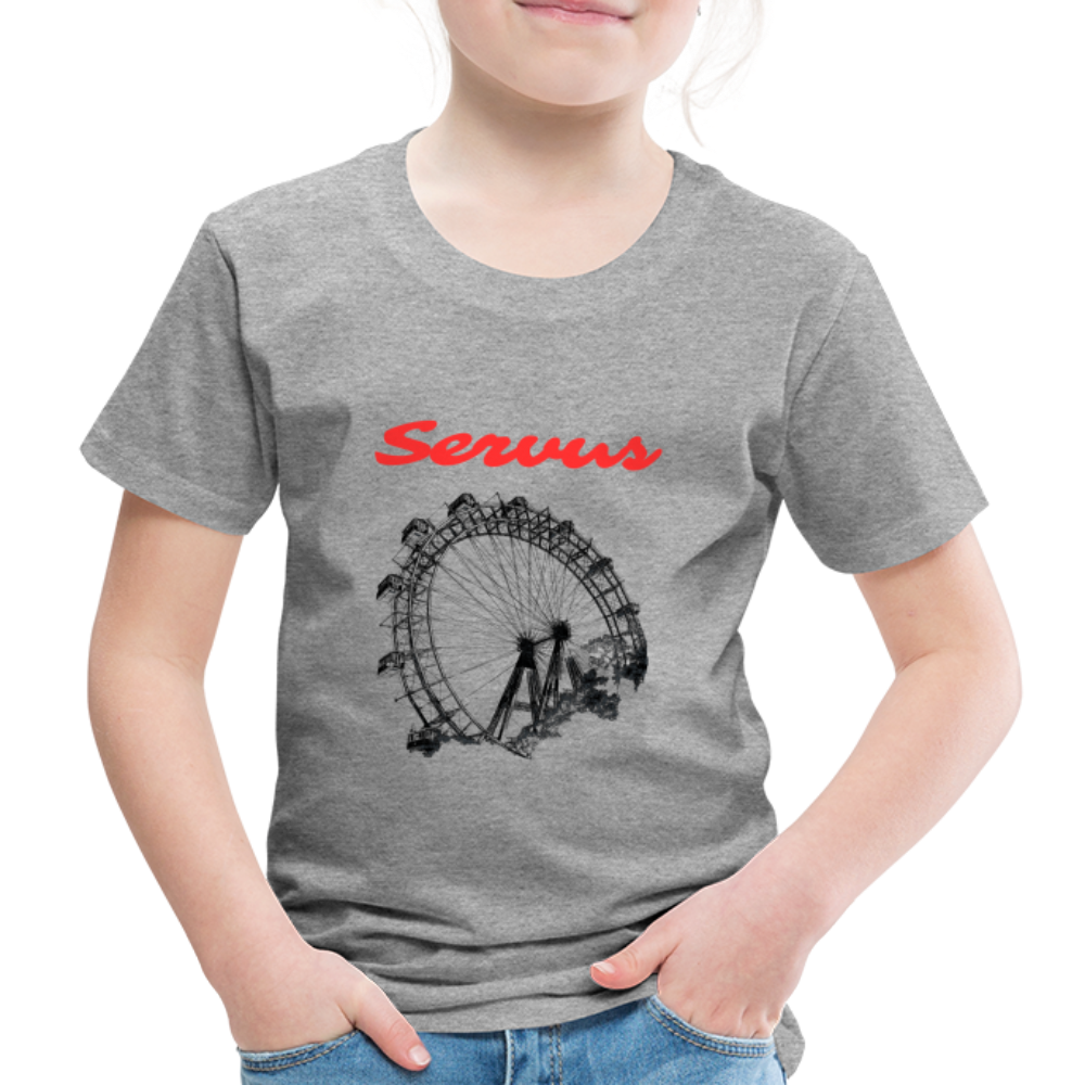 Servus (dt. Hallo) in rot & Wiener Riesenrad in schwarz, Kinder Premium T-Shirt - Grau meliert