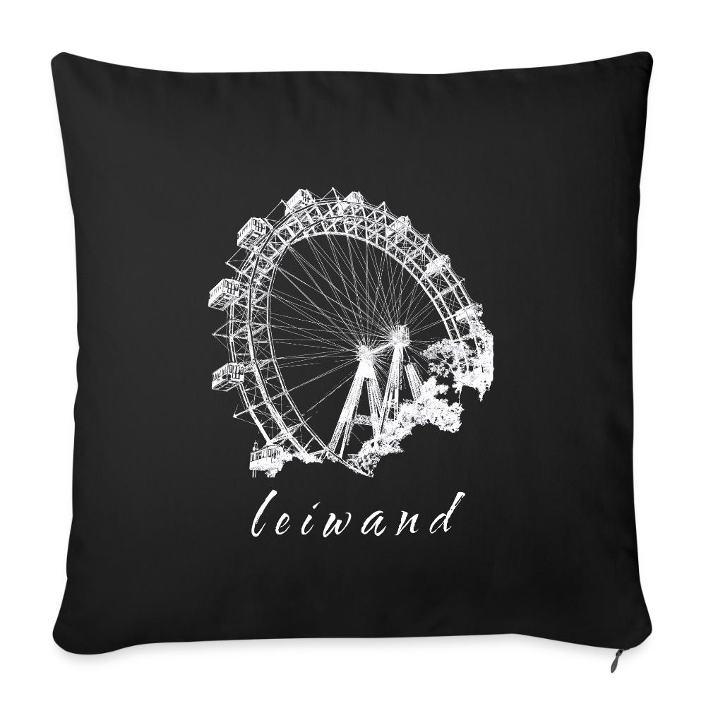 Wiener Riesenrad & leiwand in weiß,  Polster mit Füllung 44 x 44 cm - Schwarz