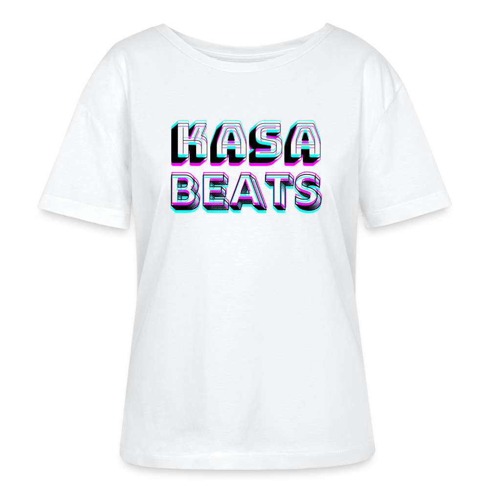 KASA BEATS, funky 3D letters - Optical Illusion, Stanley/ Stella relaxed fit Women/ Frauen Organic T-Shirt - Weiß