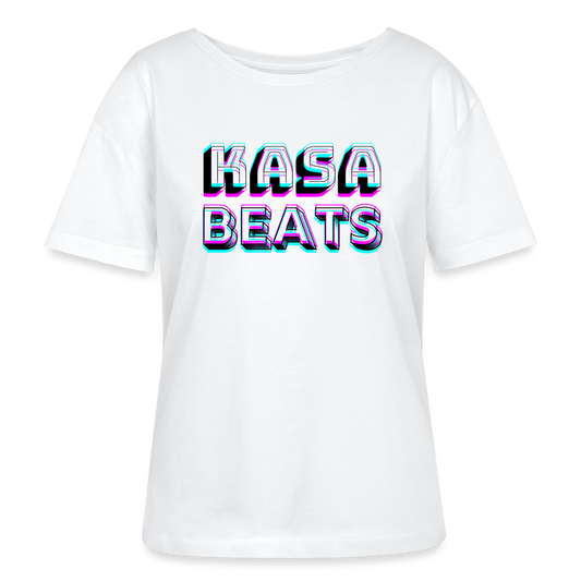 KASA BEATS, funky 3D letters - Optical Illusion, Stanley/ Stella relaxed fit Women/ Frauen Organic T-Shirt - Weiß