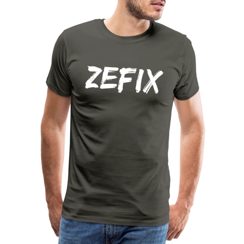 Zefix - Fluchen auf bayerisch in Bayern & Salzburg, Lustiger Spruch, Männer Premium T-Shirt - Asphalt