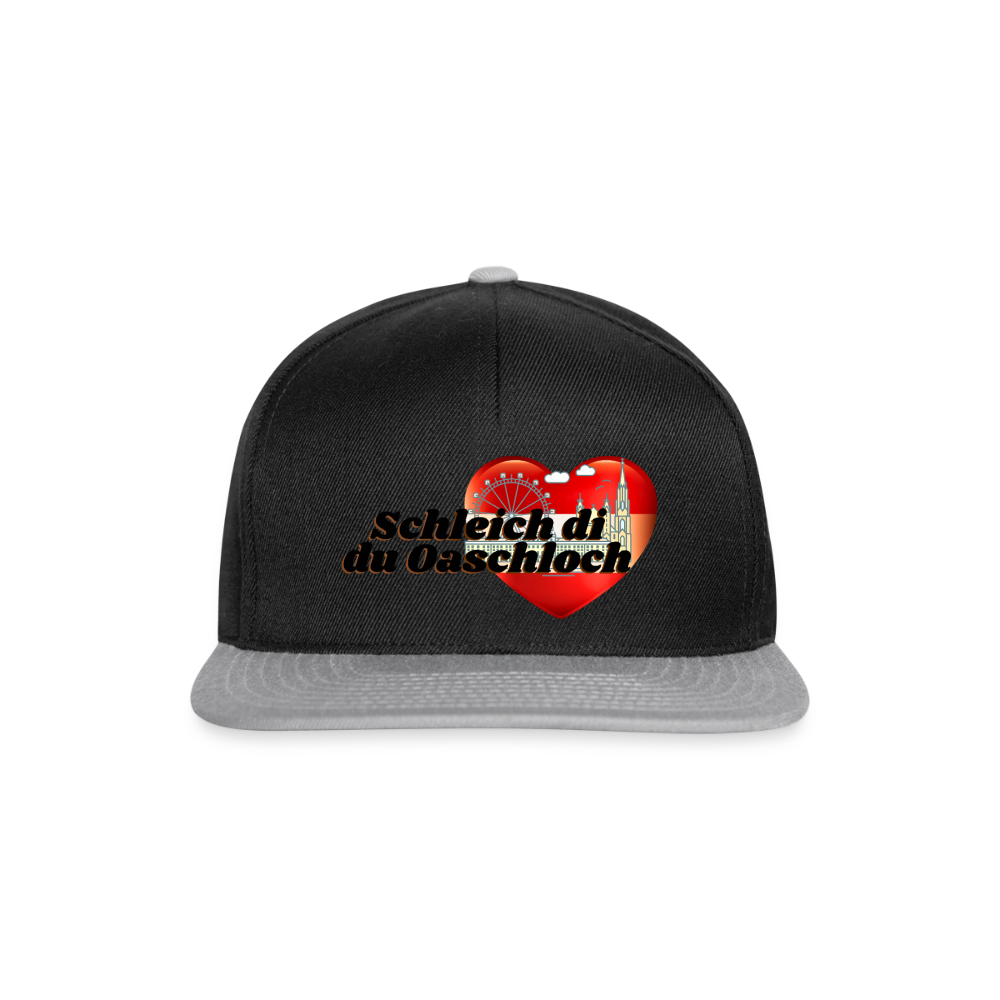 Schleich di du Oaschloch - Wien im Herzen, Snapback Kapperl - Schwarz/Grau