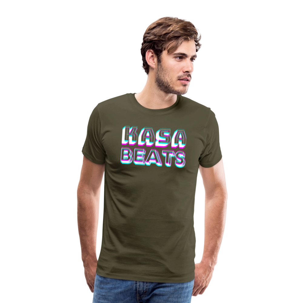 KASA BEATS, funky 3D letters, Men/ Männer Premium T-Shirt - Khaki