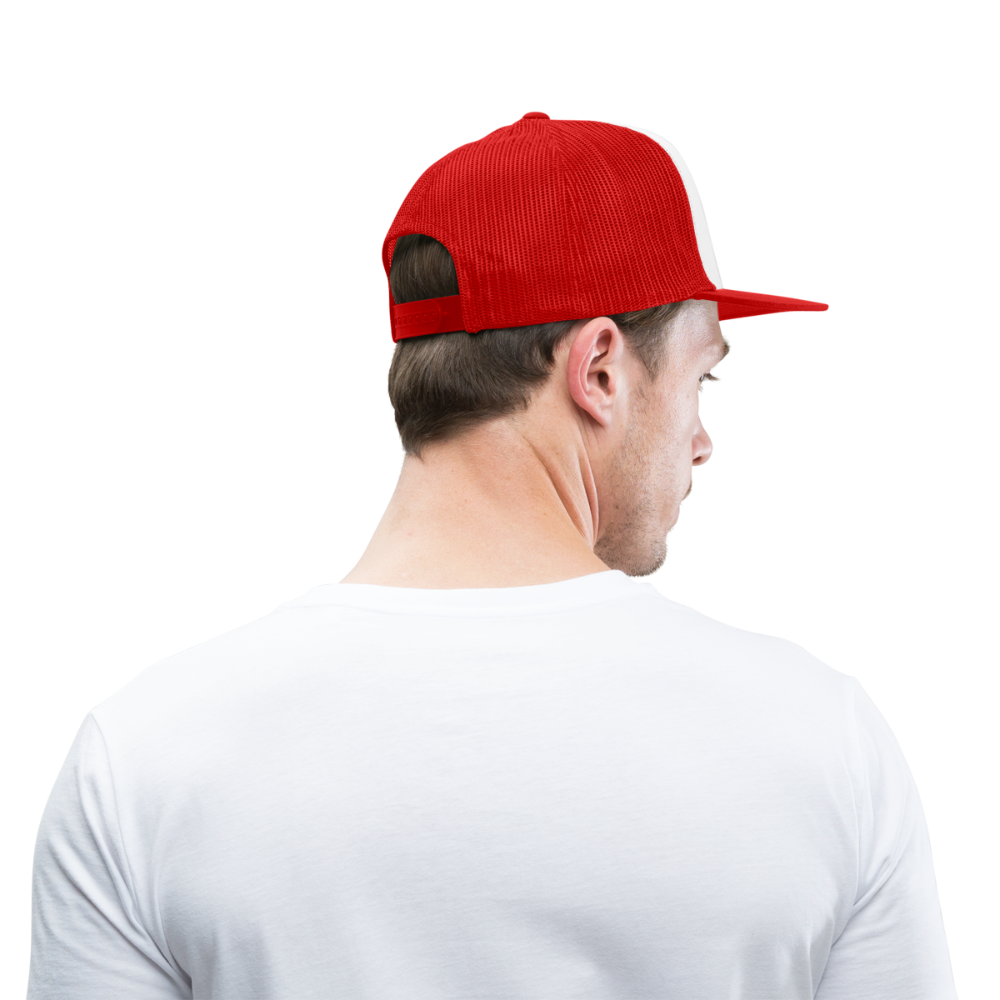Servus (dt. Hallo) in rot & Wiener Riesenrad in schwarz, Trucker Cap/ Kapperl - Weiß/Rot