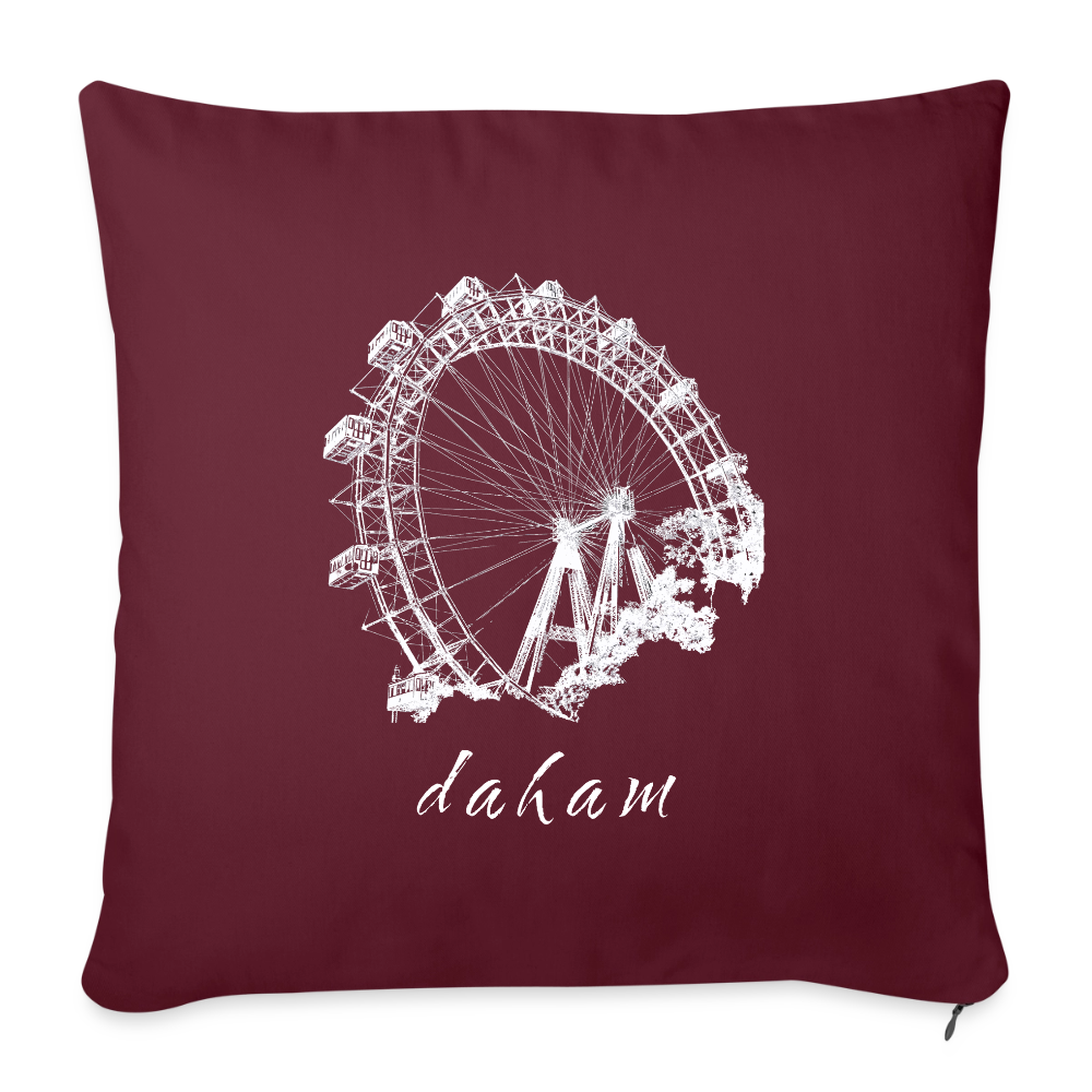 Wiener Riesenrad & daham in weiß,  Polster mit Füllung 44 x 44 cm - Burgunderrot