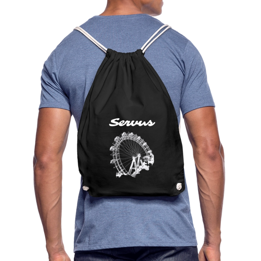 Servus & Wiener Riesenrad in weiß, Gym Bag - Turnsackerl - Schwarz