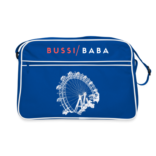 Bussi Baba korallenrot - Wiener Riesenrad in weiß, Retro Tasche - Blau/Weiß