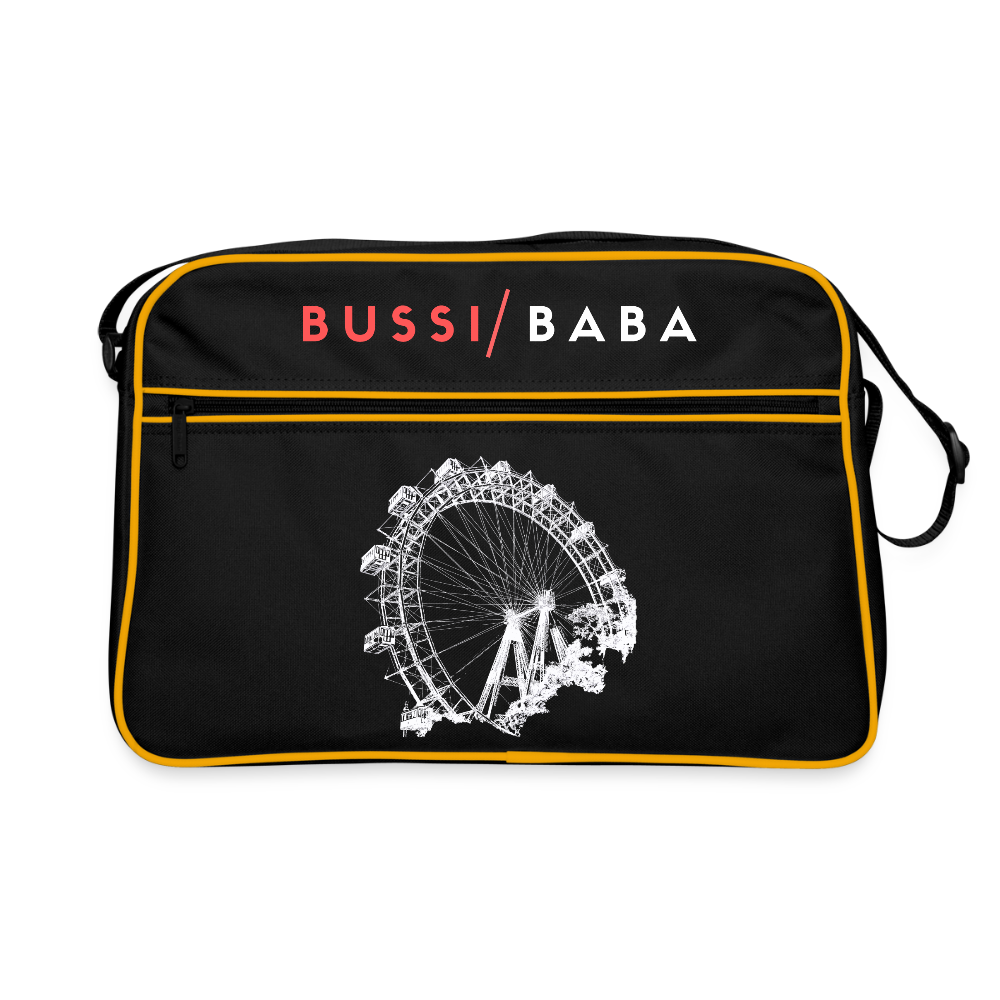 Bussi Baba korallenrot - Wiener Riesenrad in weiß, Retro Tasche - Schwarz/Gold