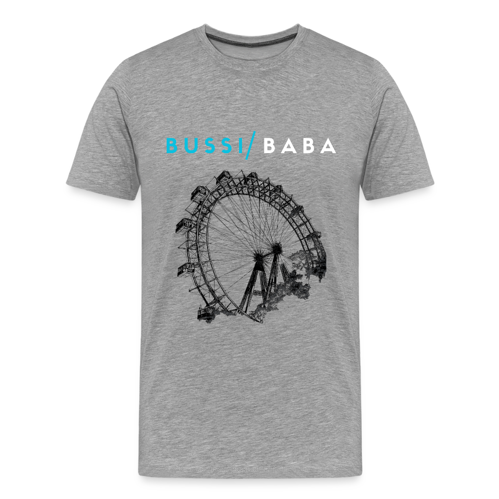 Bussi Baba hellblau - Wiener Riesenrad in schwarz, Männer Premium T-Shirt - Grau meliert