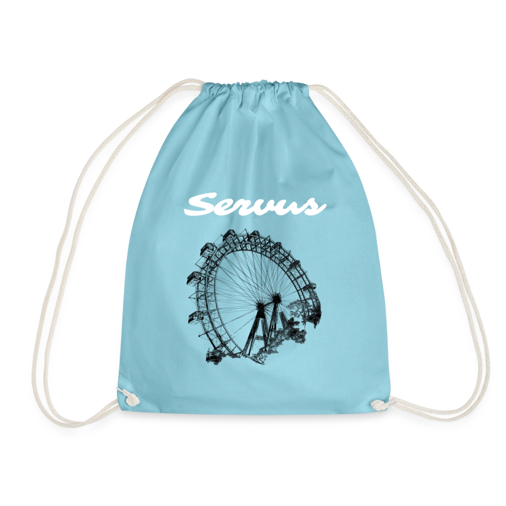 Servus weiß + Wiener Riesenrad, Gym Bag - Turnsackerl - Aqua