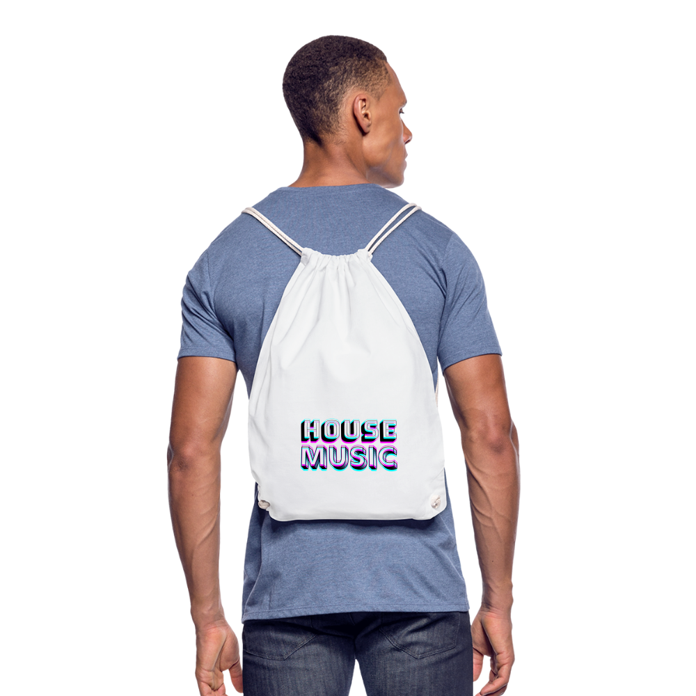 HOUSE MUSIC, funky 3D letters, Little Backpack, Gym Bag, Turnsackerl (dt. Turnbeutel) - Weiß