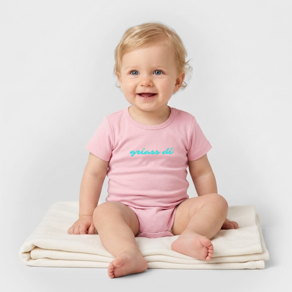 griass di - grüß dich, Bio Baby-Body (kurzarm) - Hellrosa