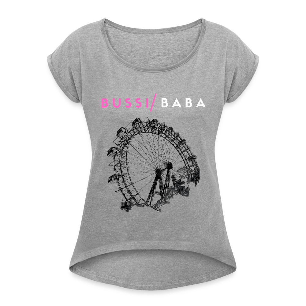 Bussi Baba pink - Wiener Riesenrad in schwarz, lockeres Frauen T-Shirt - Grau meliert