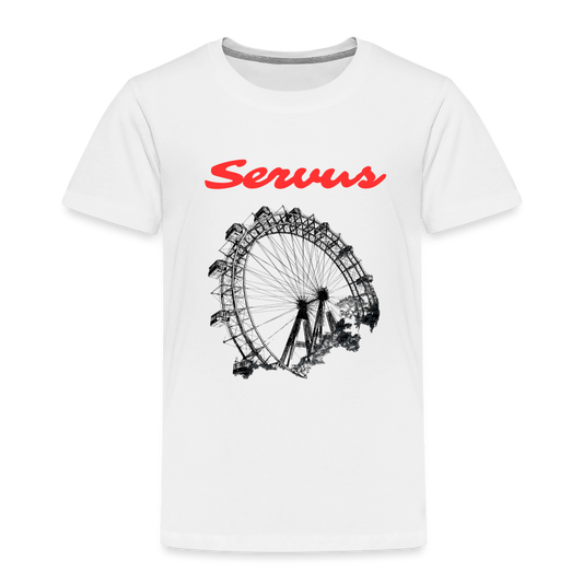 Servus (dt. Hallo) in rot & Wiener Riesenrad in schwarz, Kinder Premium T-Shirt - Weiß