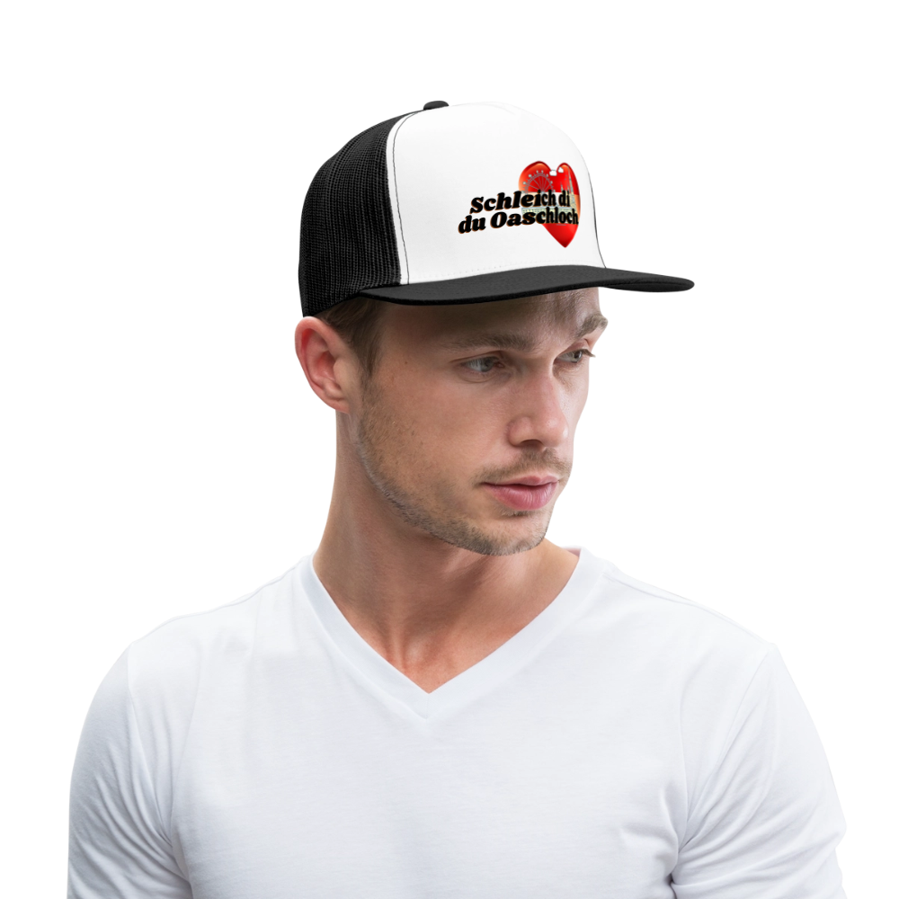 Schleich di du Oaschloch - Wien im Herzen, Trucker Cap/ Kapperl - Weiß/Schwarz