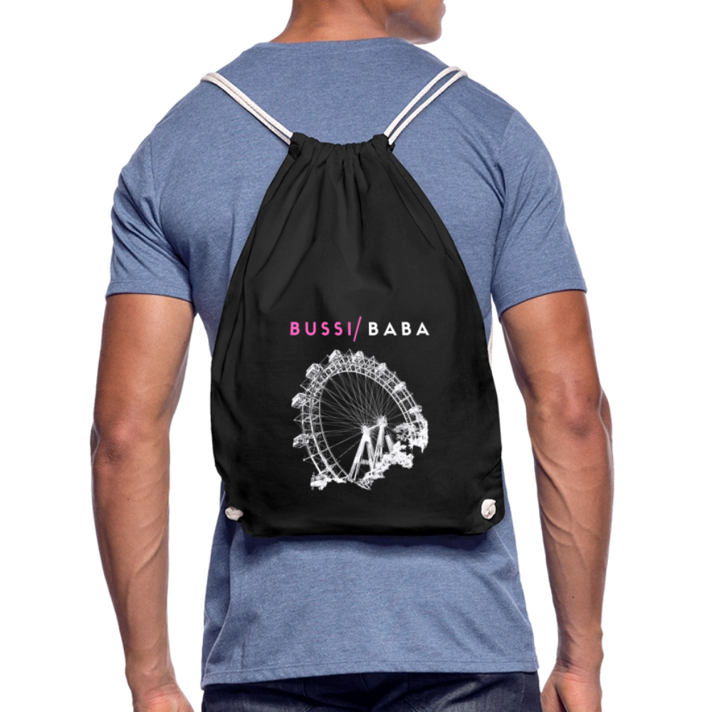 Bussi Baba pink - Wiener Riesenrad in weiß, Gym Bag - Turnsackerl (dt. Turnbeutel) - Schwarz