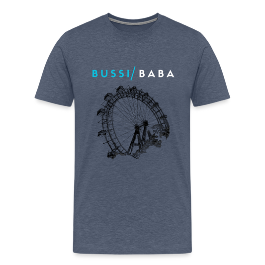 Bussi Baba hellblau - Wiener Riesenrad in schwarz, Männer Premium T-Shirt - Blau meliert