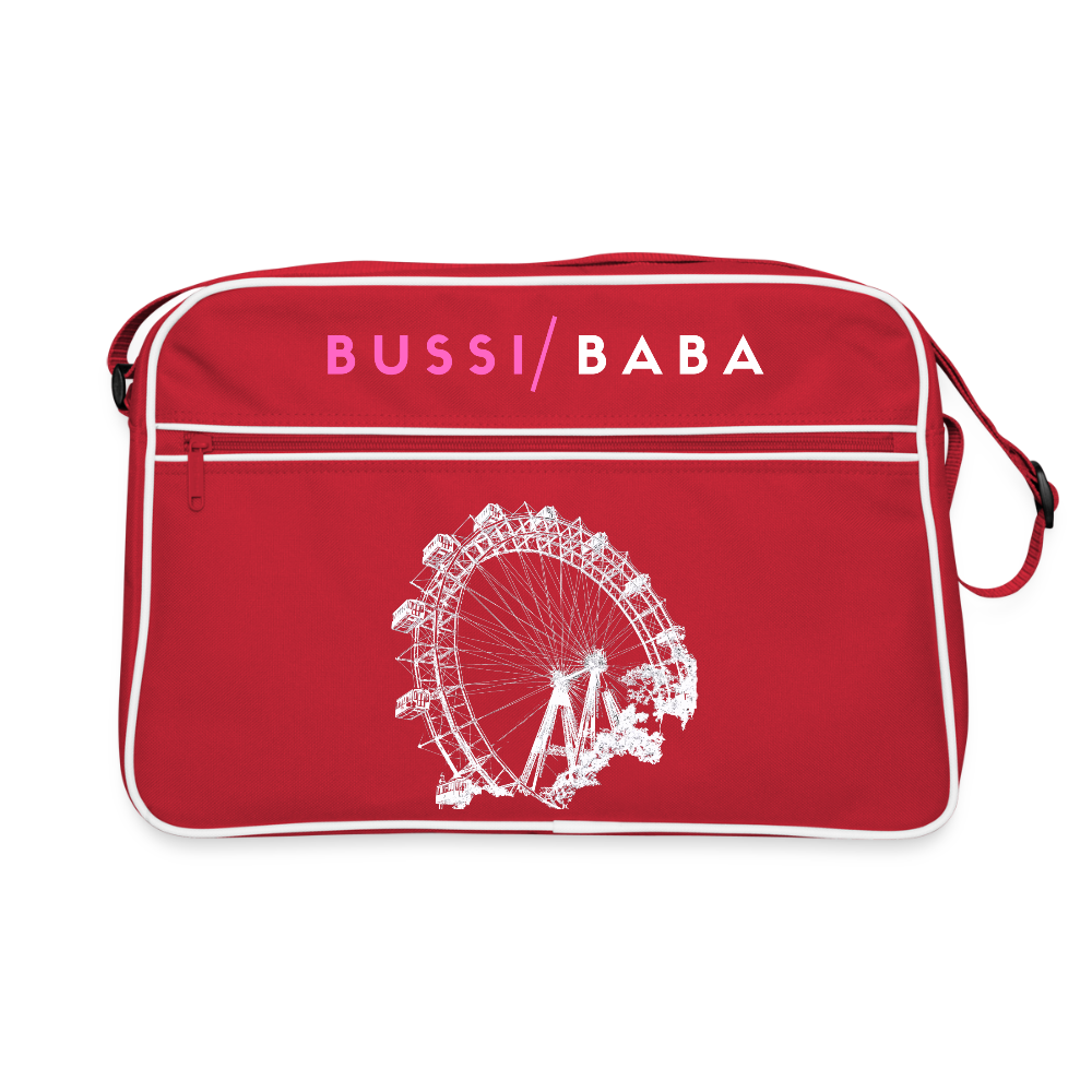 Bussi Baba pink - Wiener Riesenrad in weiß, Retro Tasche - Rot/Weiß