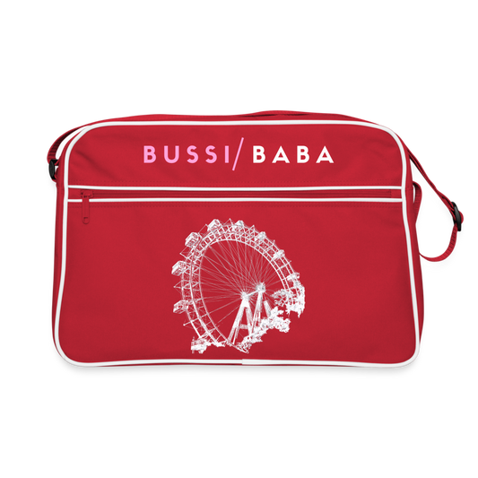 Bussi Baba rosa - Wiener Riesenrad in weiß, Retro Tasche - Rot/Weiß