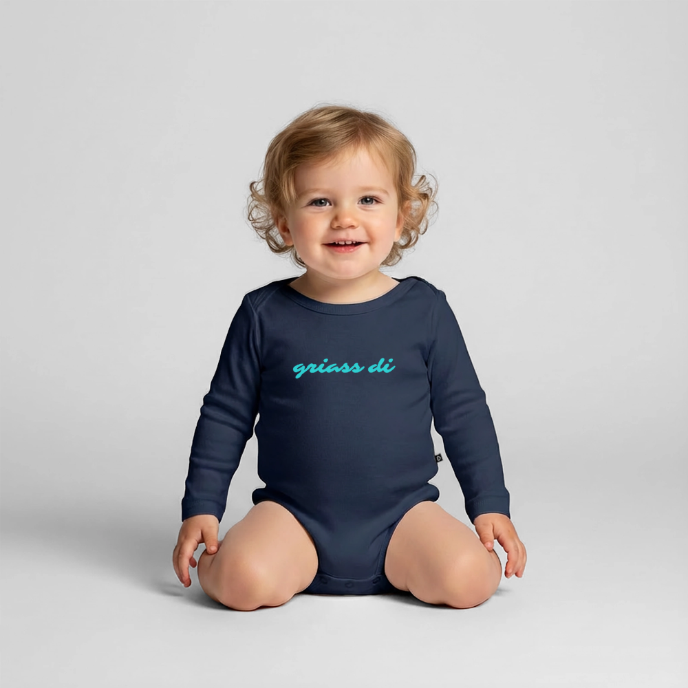 griass di - grüß dich, Bio Baby-Body (langarm) - Navy