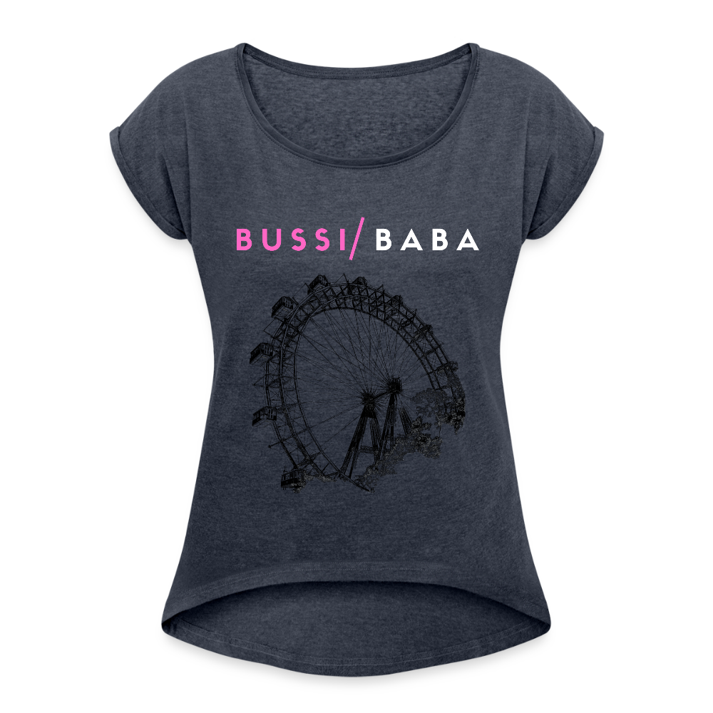Bussi Baba pink - Wiener Riesenrad in schwarz, lockeres Frauen T-Shirt - Navy meliert