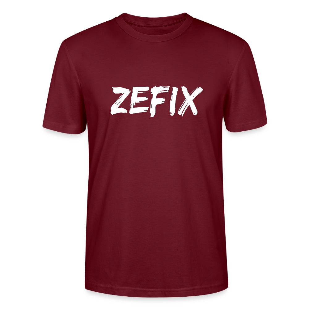 Zefix - Fluchen auf bairisch, Stanley/Stella Unisex Bio T-Shirt - Burgunderrot