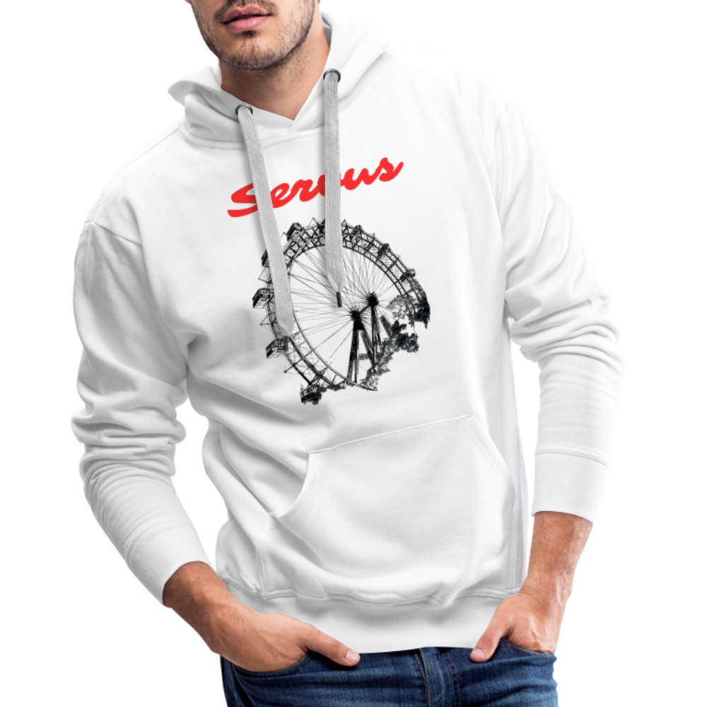 Servus (dt. Hallo) in rot & Wiener Riesenrad in schwarz, Männer Premium Pullover - Weiß