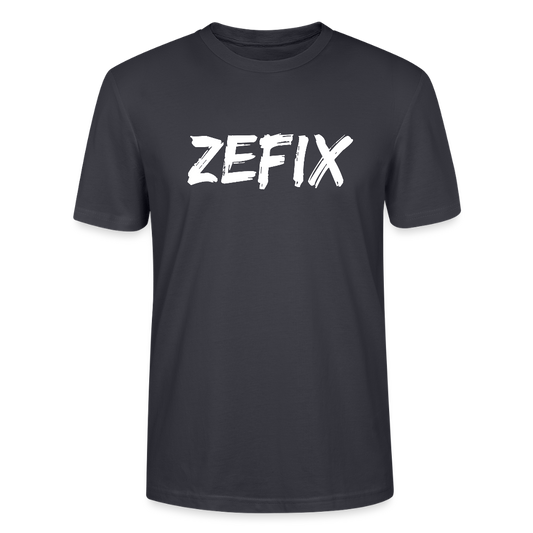 Zefix - Fluchen auf bayerisch in Bayern & Salzburg, Lustiger Spruch, Stanley/Stella Unisex Bio T-Shirt - Dunkles Graublau