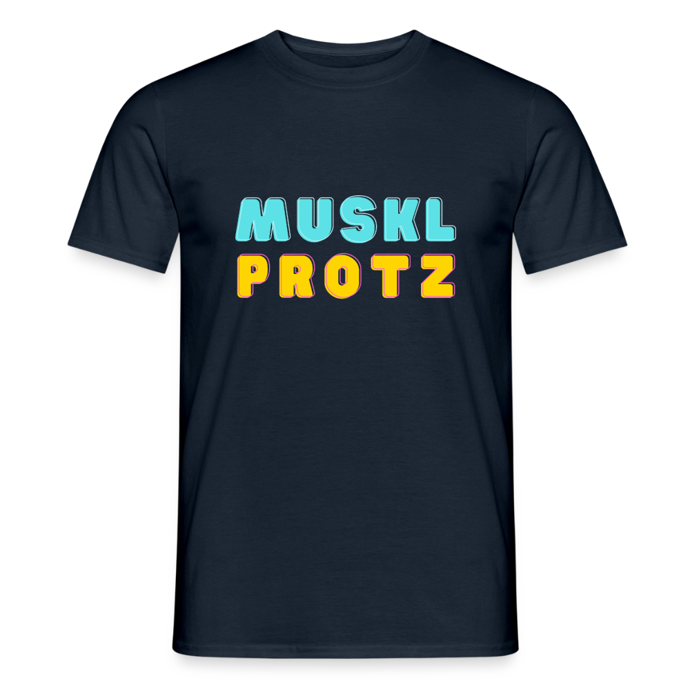 Muskl Protz orange, Männer T-Shirt - Navy