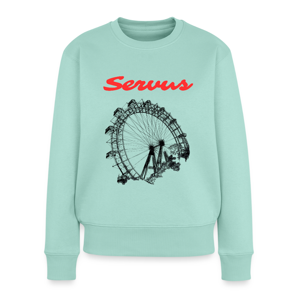 Servus (dt. Hallo) in rot & Wiener Riesenrad in schwarz, Frauen Premium Pullover - Mint 