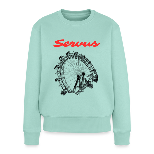 Servus (dt. Hallo) in rot & Wiener Riesenrad in schwarz, Frauen Premium Pullover - Mint 