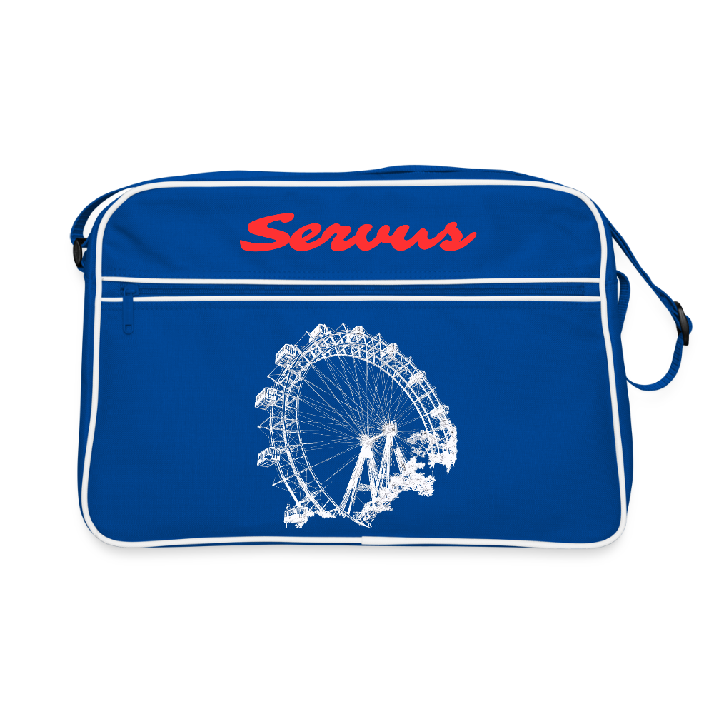Servus & Wiener Riesenrad in weiß, Retro Tasche - Blau/Weiß