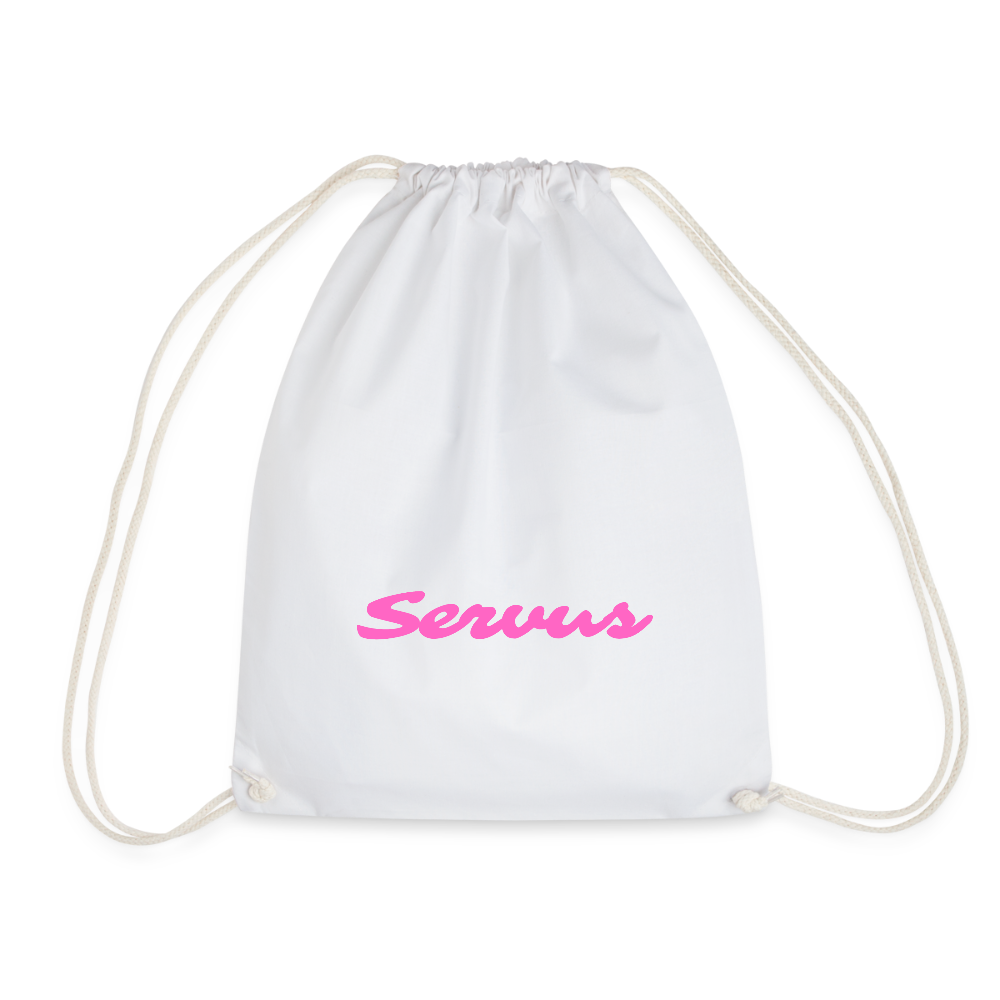 Servus (dt. Hallo) in pink, Gym/ Beach Bag - Turnsackerl (dt. Turnbeutel) - Weiß